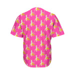 Pink Banana Pattern Print Men's Baseball Jersey