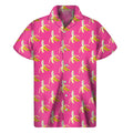 Pink Banana Pattern Print Men's Short Sleeve Shirt
