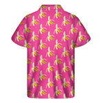 Pink Banana Pattern Print Men's Short Sleeve Shirt