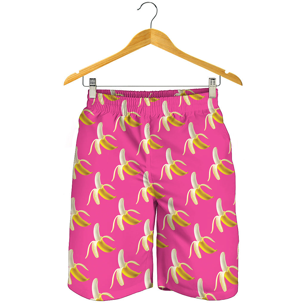 Pink Banana Pattern Print Men's Shorts