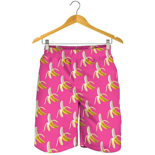 Pink Banana Pattern Print Men's Shorts