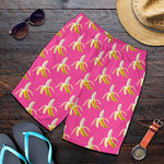 Pink Banana Pattern Print Men's Shorts
