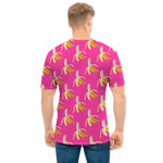 Pink Banana Pattern Print Men's T-Shirt