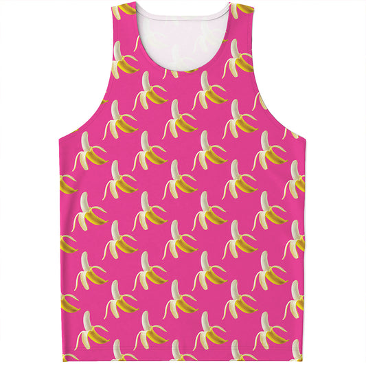 Pink Banana Pattern Print Men's Tank Top