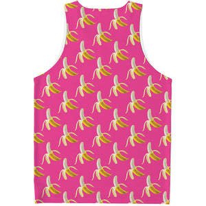 Pink Banana Pattern Print Men's Tank Top