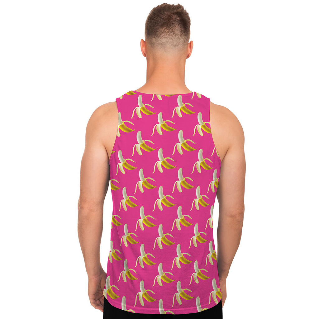 Pink Banana Pattern Print Men's Tank Top