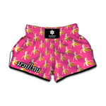 Pink Banana Pattern Print Muay Thai Boxing Shorts