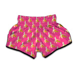 Pink Banana Pattern Print Muay Thai Boxing Shorts