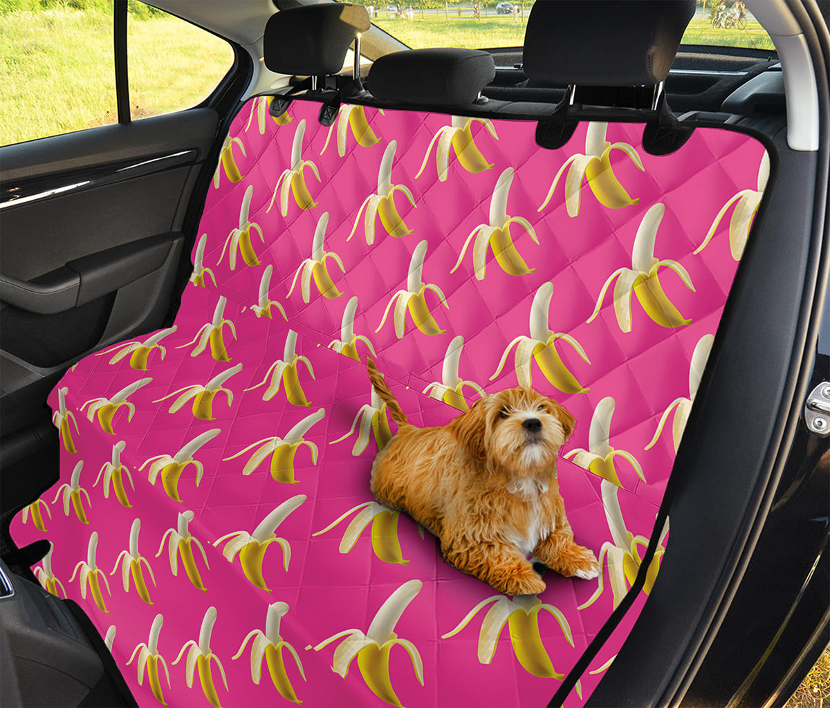Pink Banana Pattern Print Pet Car Back Seat Cover