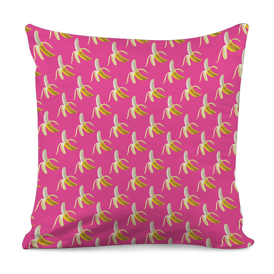 Pink Banana Pattern Print Pillow Cover