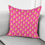 Pink Banana Pattern Print Pillow Cover