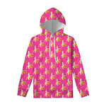 Pink Banana Pattern Print Pullover Hoodie