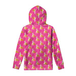 Pink Banana Pattern Print Pullover Hoodie