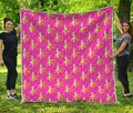 Pink Banana Pattern Print Quilt