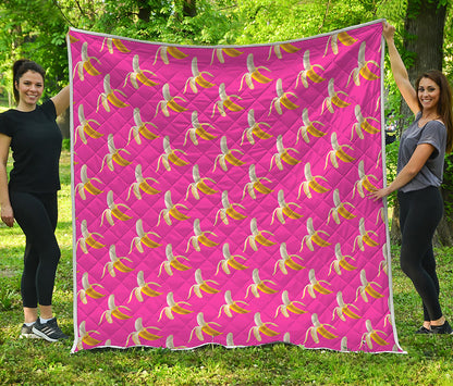Pink Banana Pattern Print Quilt