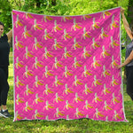 Pink Banana Pattern Print Quilt