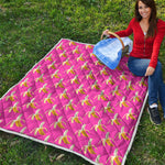 Pink Banana Pattern Print Quilt