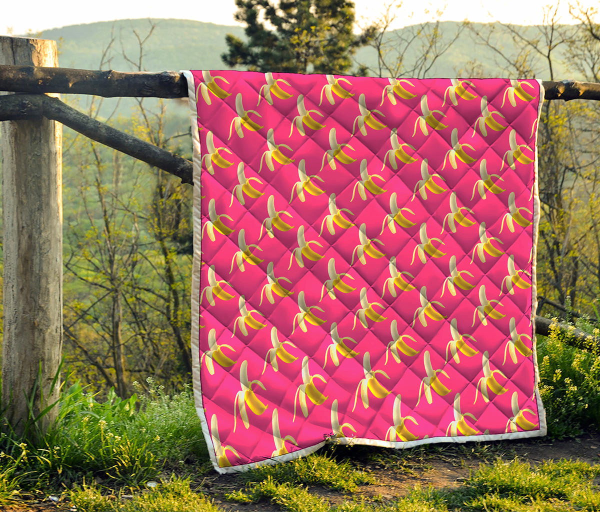 Pink Banana Pattern Print Quilt