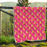 Pink Banana Pattern Print Quilt