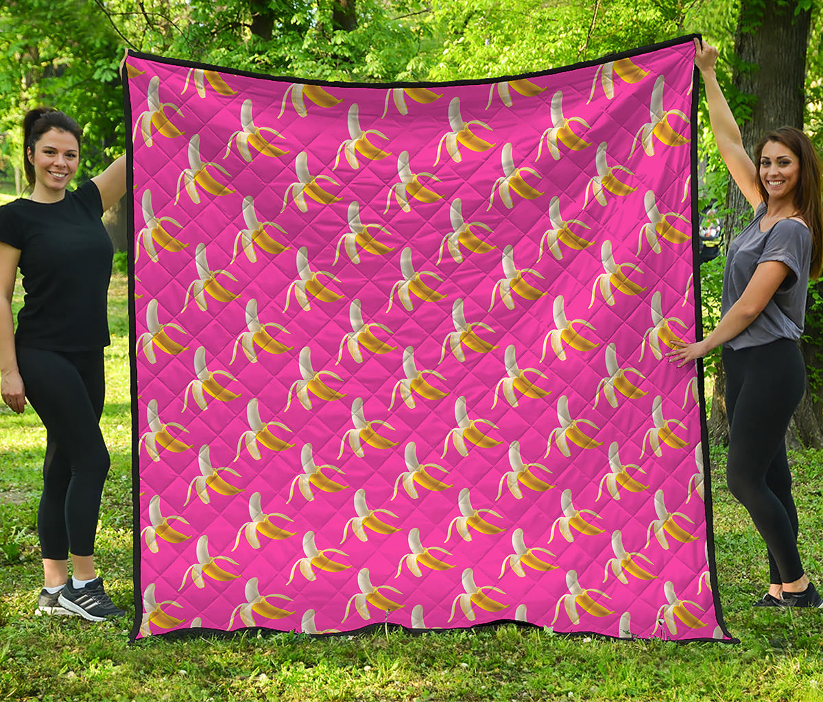 Pink Banana Pattern Print Quilt