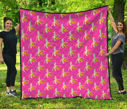 Pink Banana Pattern Print Quilt