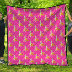 Pink Banana Pattern Print Quilt
