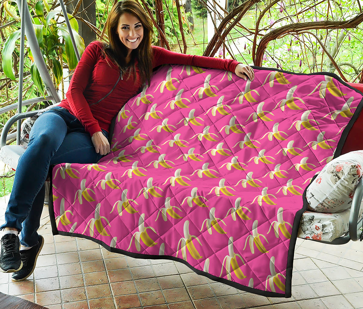 Pink Banana Pattern Print Quilt