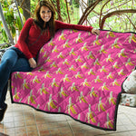 Pink Banana Pattern Print Quilt