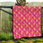 Pink Banana Pattern Print Quilt