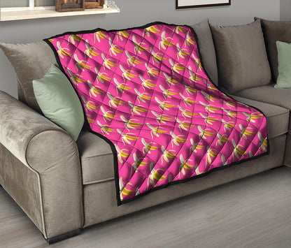 Pink Banana Pattern Print Quilt