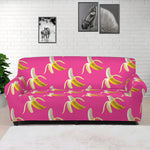 Pink Banana Pattern Print Sofa Cover