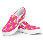 Pink Banana Pattern Print White Slip On Shoes