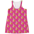 Pink Banana Pattern Print Women's Racerback Tank Top