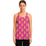 Pink Banana Pattern Print Women's Racerback Tank Top