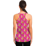 Pink Banana Pattern Print Women's Racerback Tank Top