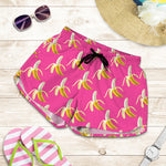Pink Banana Pattern Print Women's Shorts