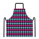 Pink Blue And Black Houndstooth Print Apron