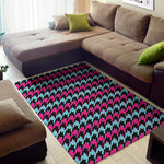 Pink Blue And Black Houndstooth Print Area Rug