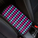 Pink Blue And Black Houndstooth Print Car Center Console Cover