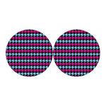 Pink Blue And Black Houndstooth Print Car Coasters