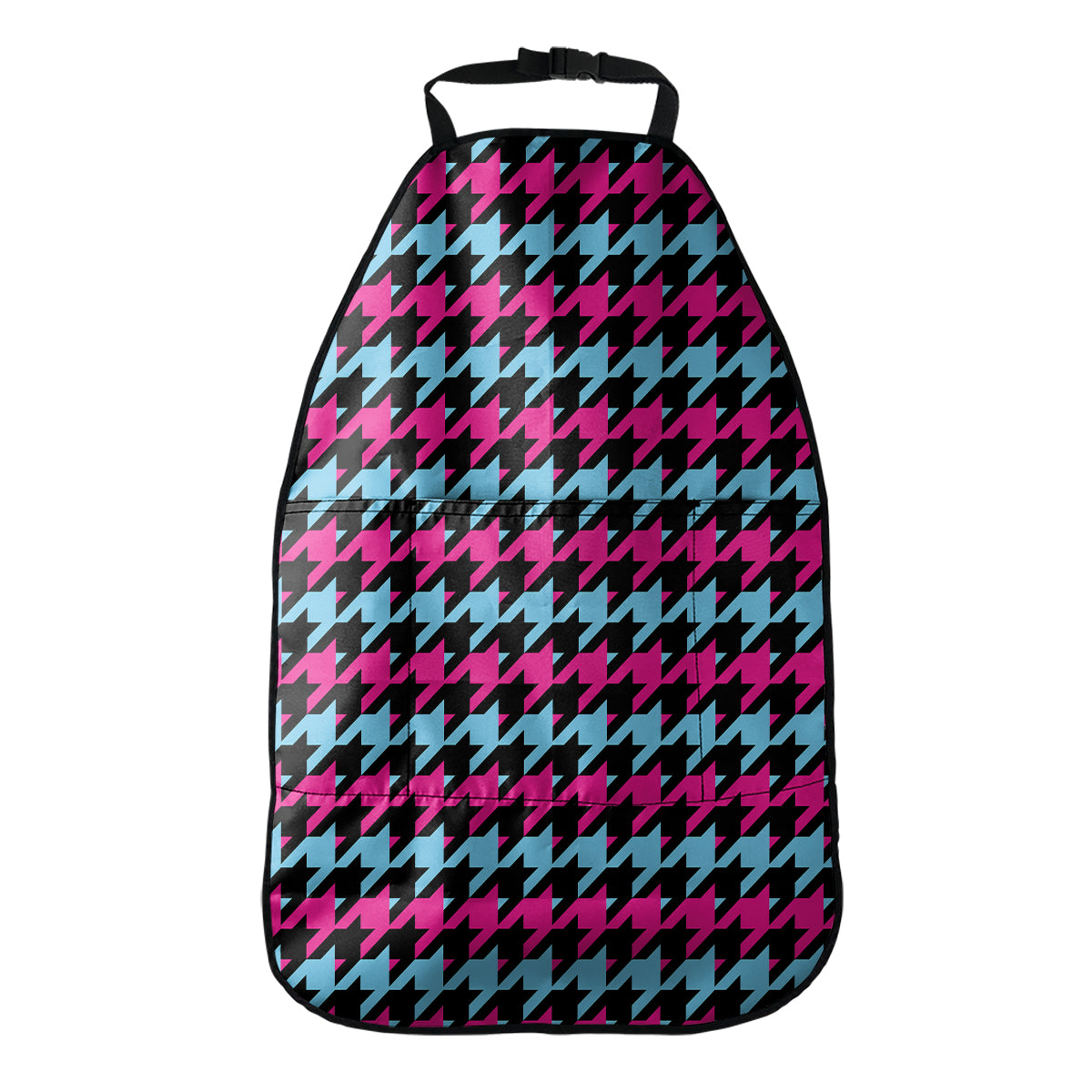 Pink Blue And Black Houndstooth Print Car Seat Organizers