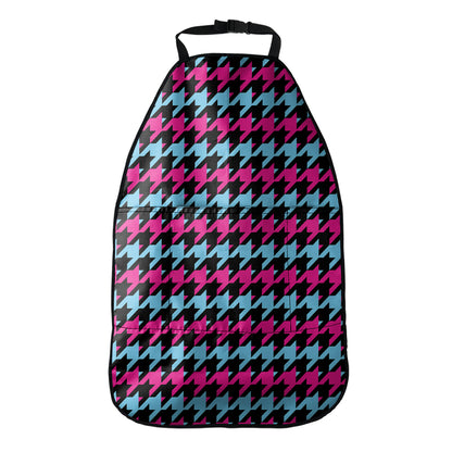 Pink Blue And Black Houndstooth Print Car Seat Organizers
