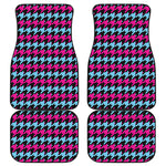 Pink Blue And Black Houndstooth Print Front and Back Car Floor Mats