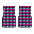 Pink Blue And Black Houndstooth Print Front Car Floor Mats