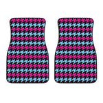 Pink Blue And Black Houndstooth Print Front Car Floor Mats
