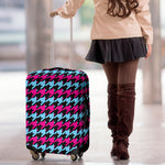 Pink Blue And Black Houndstooth Print Luggage Cover