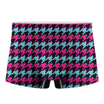 Pink Blue And Black Houndstooth Print Men's Boxer Briefs