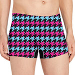 Pink Blue And Black Houndstooth Print Men's Boxer Briefs