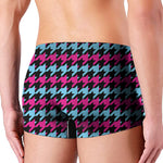 Pink Blue And Black Houndstooth Print Men's Boxer Briefs