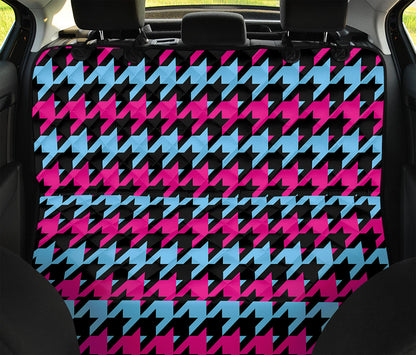 Pink Blue And Black Houndstooth Print Pet Car Back Seat Cover